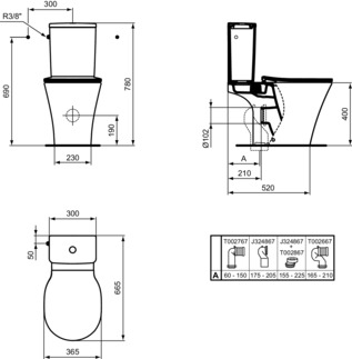 Ideal Standard Pack WC Connect Air WC sur Pied Abattant WC Frein de Chute Blanc Prêt à poserE142301 