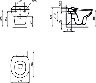 Fixation Abattant WC Ideal Standard CONTOUR 21 SCHOOLS Hêtre/acier